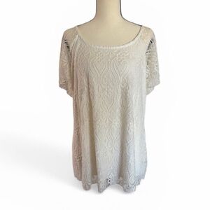 Brittany Black Lace Overlay Short Sleeve Blouse NWT